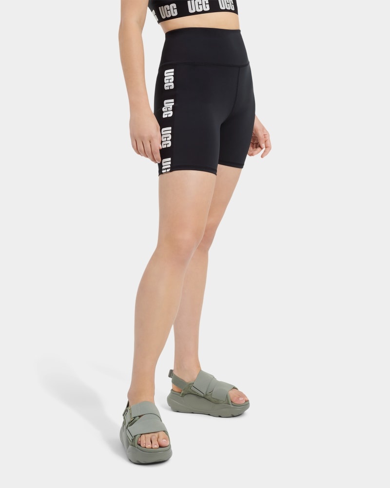 Black Ugg Hayleigh Logo Biker Women's Shorts | South Africa-9084627