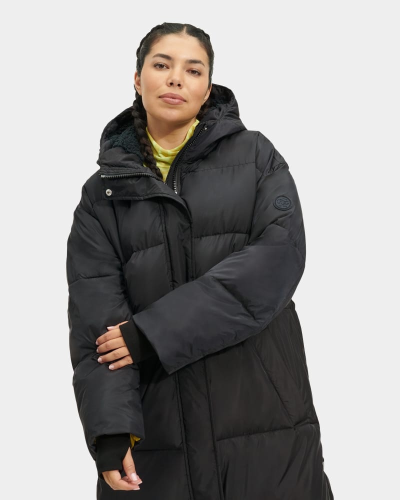 Black Ugg Keeley Long Puffer Women's Coats | South Africa-7352164