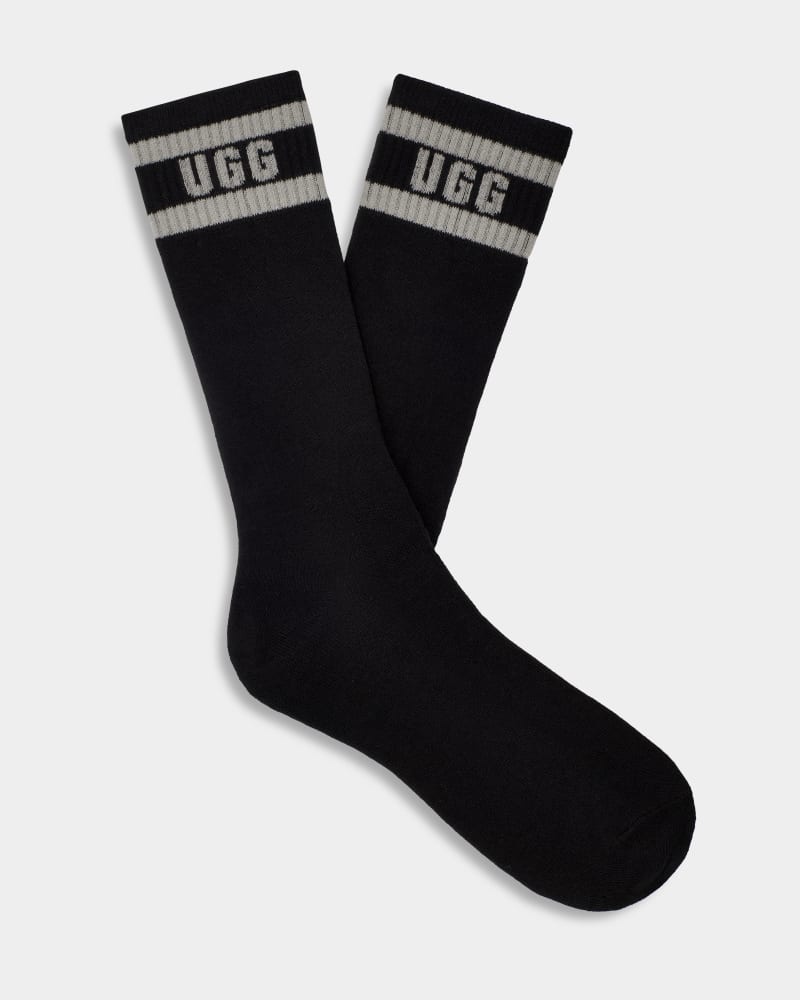 Black Ugg Lathan Logo Crew Men\'s Socks | South Africa-7259146