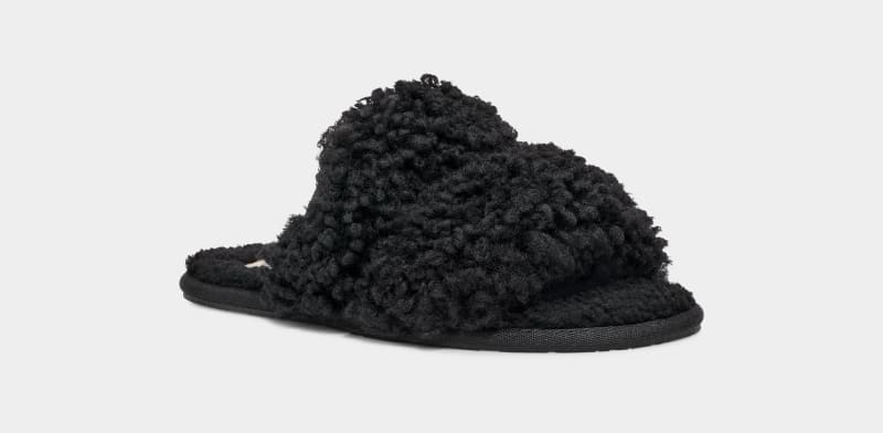 Black Ugg Maxi Curly Scuffetta Women's Slippers | South Africa-9740361