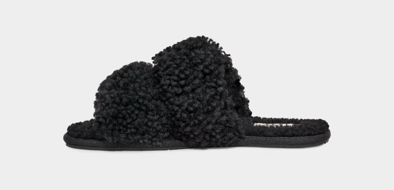 Black Ugg Maxi Curly Scuffetta Women's Slippers | South Africa-9740361