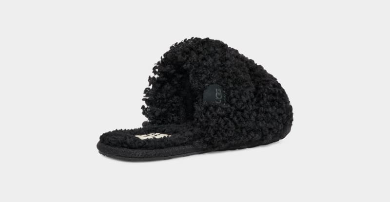 Black Ugg Maxi Curly Scuffetta Women's Slippers | South Africa-9740361