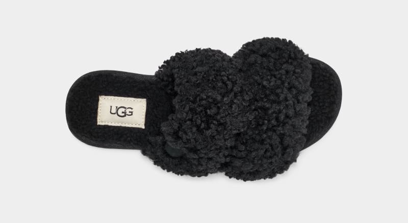 Black Ugg Maxi Curly Scuffetta Women's Slippers | South Africa-9740361