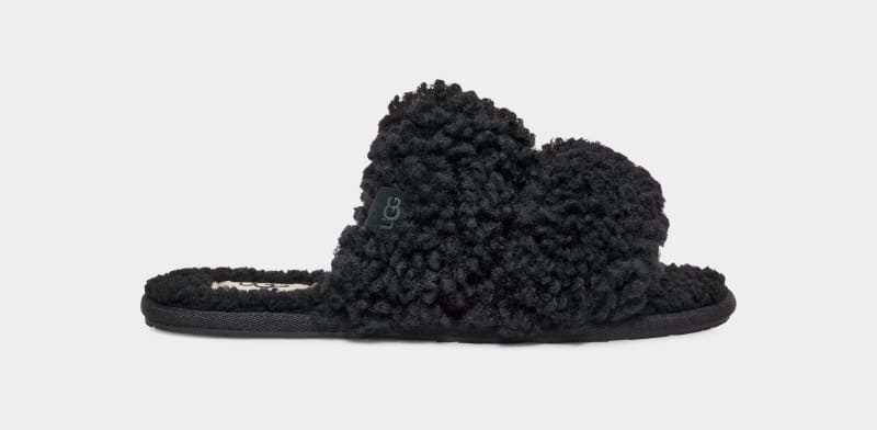 Black Ugg Maxi Curly Scuffetta Women\'s Slippers | South Africa-9740361