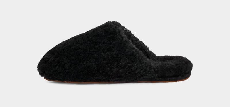 Black Ugg Maxi Curly Women's Slides | South Africa-5684170