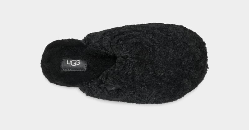 Black Ugg Maxi Curly Women's Slides | South Africa-5684170