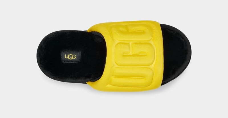 Black Ugg Maxi Graphic Women's Slides | South Africa-7318049