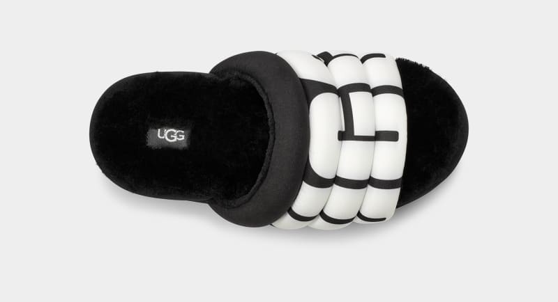 Black Ugg Maxi Logo Women's Slides | South Africa-6124953