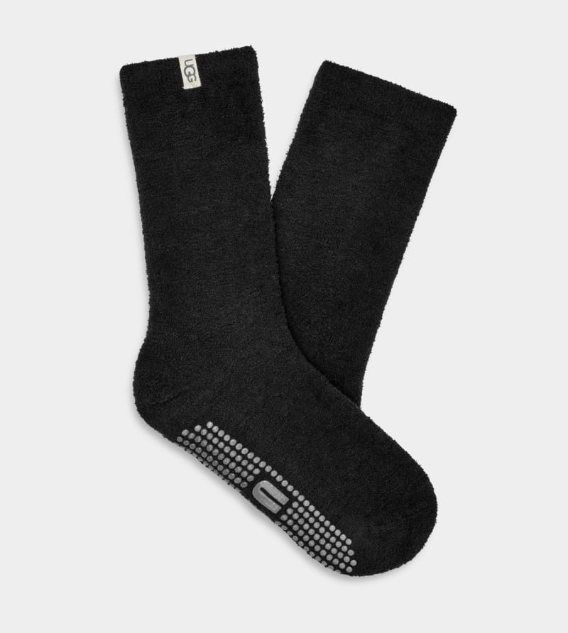 Black Ugg Paityn Cozy Gripper Crew Women\'s Socks | South Africa-8490126