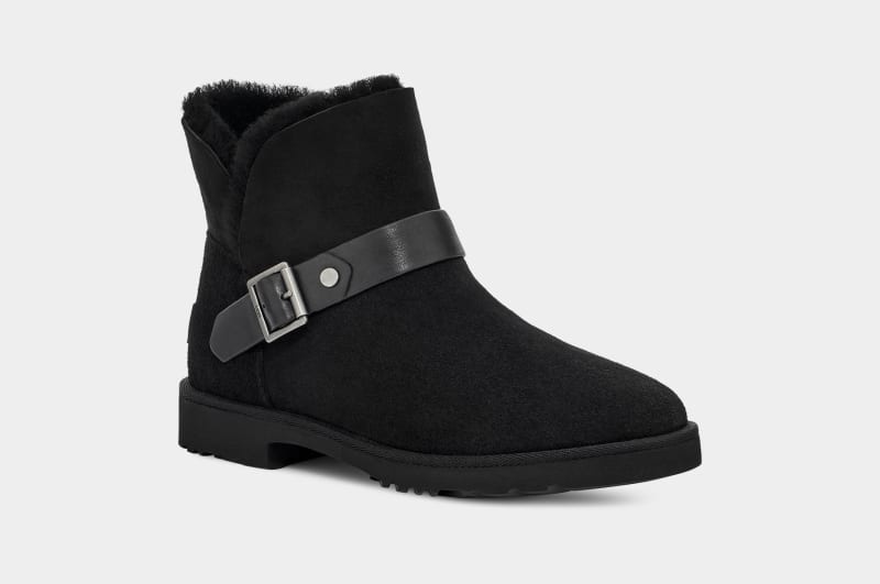 Black Ugg Romely Short Buckle Women's Winter Boots | South Africa-8024163