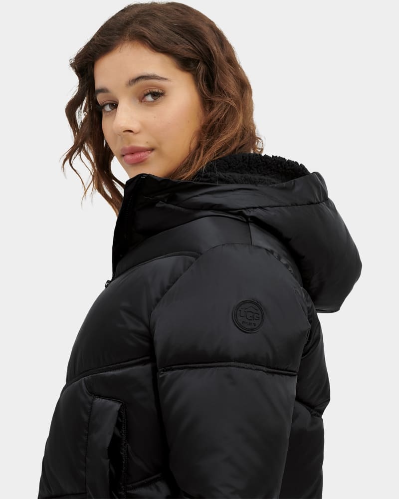 Black Ugg Ronney Cropped Puffer Women's Jackets | South Africa-3516024