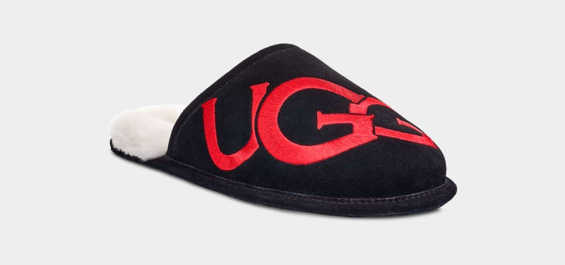 Black Ugg Scuff Logo Men's Slippers | South Africa-6709432