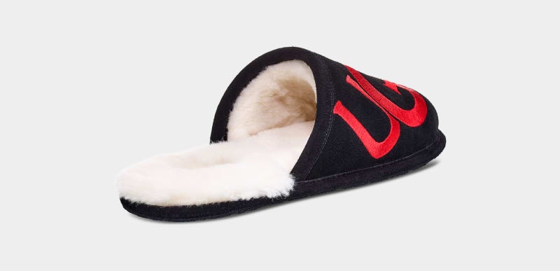 Black Ugg Scuff Logo Men's Slippers | South Africa-6709432