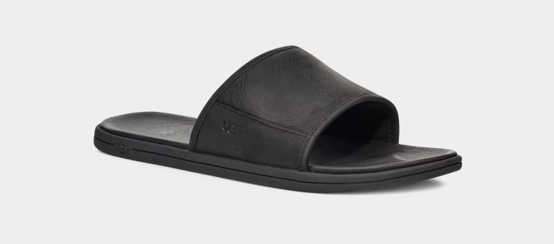 Black Ugg Seaside Men's Slides | South Africa-0247851