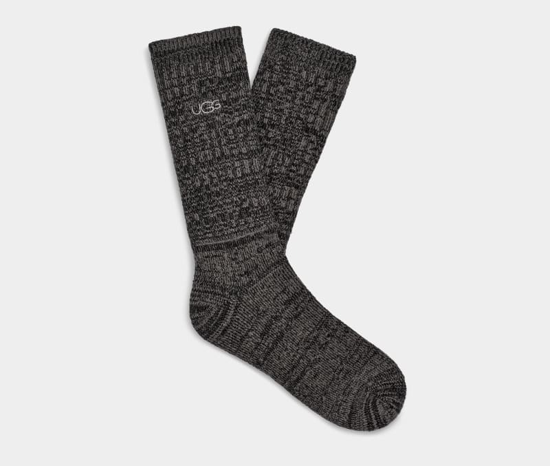 Black Ugg Trey Rib Knit Slouchy Crew Men\'s Socks | South Africa-7062184