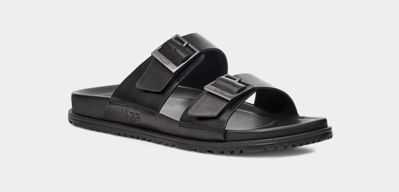 Black Ugg Wainscott Buckle Men's Slides | South Africa-7309582