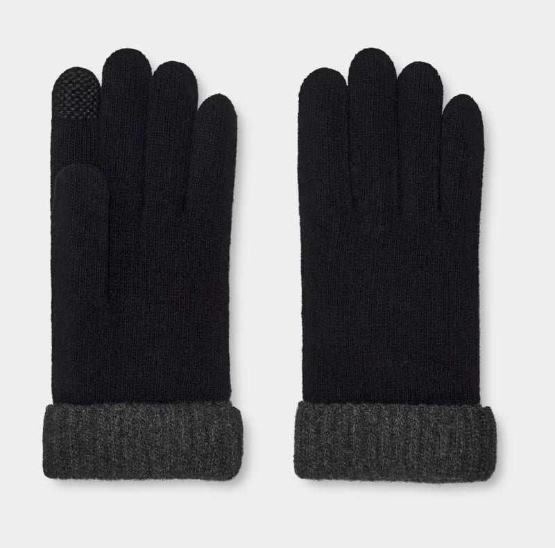 Black / Grey Ugg Evander Knit Men's Gloves | South Africa-0364781