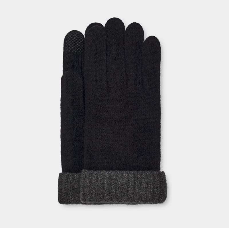 Black / Grey Ugg Evander Knit Men\'s Gloves | South Africa-0364781