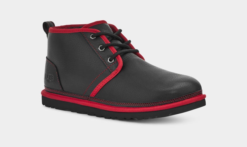 Black / Red Ugg Neumel Leather Men's Boots | South Africa-5368241