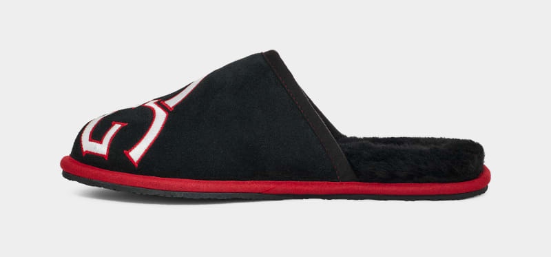 Black / Red Ugg Scuff Logo Ii Men's Slippers | South Africa-9765318