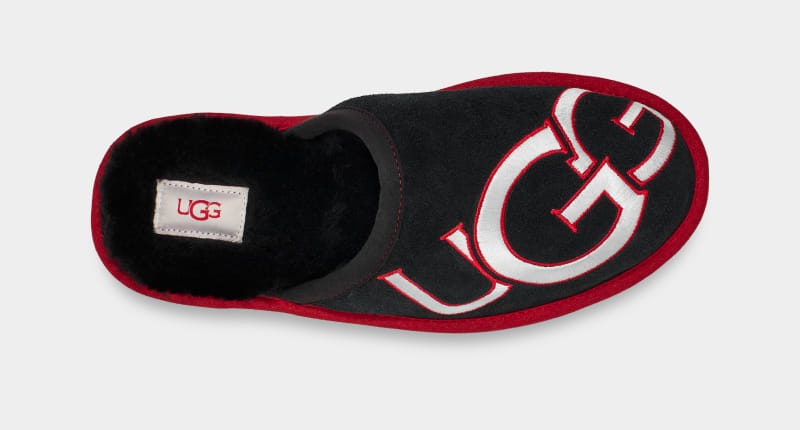 Black / Red Ugg Scuff Logo Ii Men's Slippers | South Africa-9765318