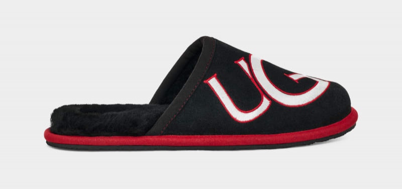 Black / Red Ugg Scuff Logo Ii Men\'s Slippers | South Africa-9765318