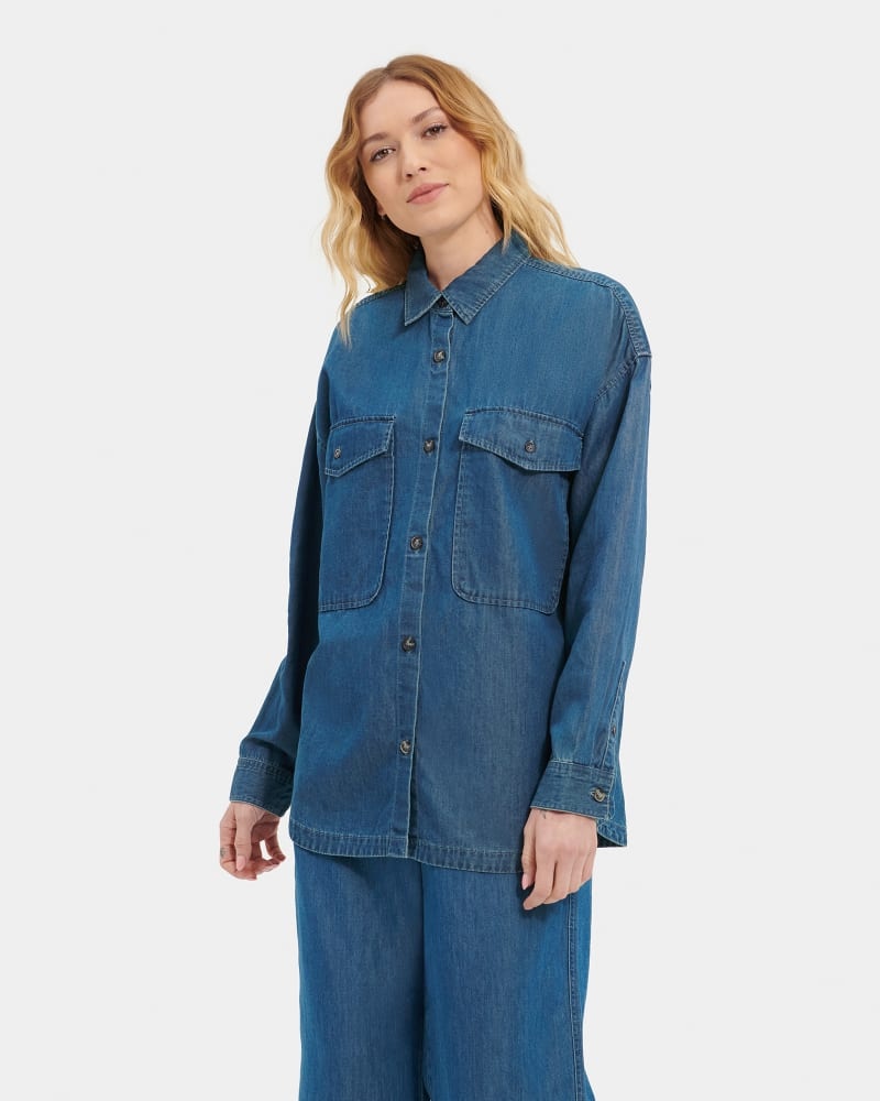 Blue Ugg Kimya Long Sleeve Denim Women's Shirts | South Africa-0235679