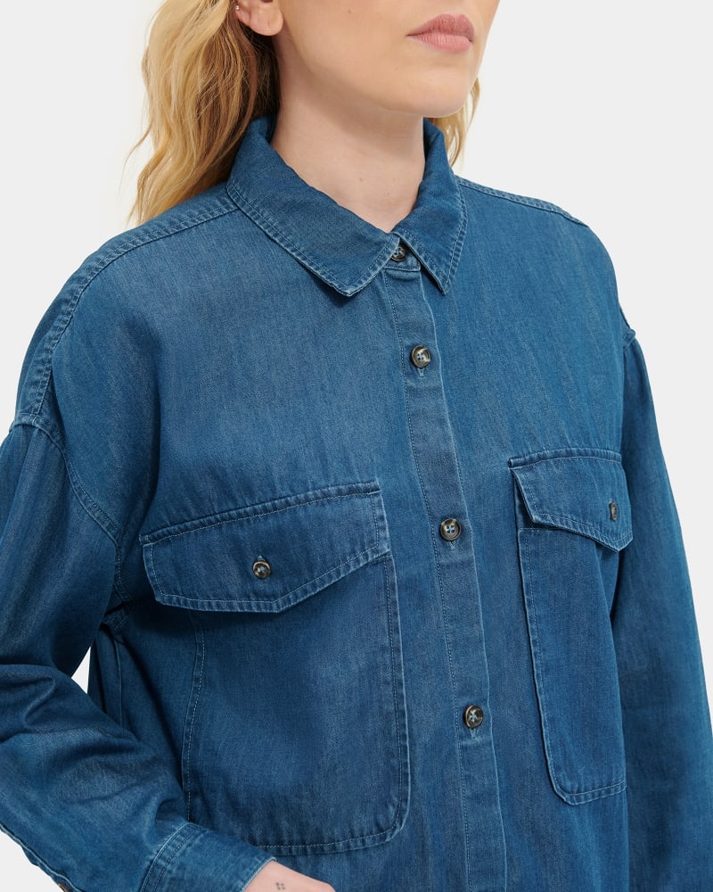 Blue Ugg Kimya Long Sleeve Denim Women's Shirts | South Africa-0235679