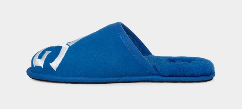 Blue / White Ugg Scuff Logo Men's Slippers | South Africa-1745903