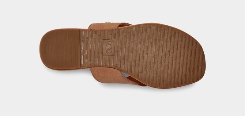 Brown Ugg Carey Flip Suede Women's Slides | South Africa-8239465