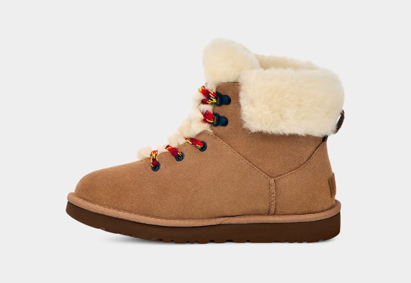 Brown Ugg Classic Mini Alpine Lace Women's Winter Boots | South Africa-4759362