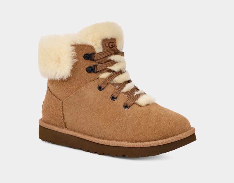 Brown Ugg Classic Mini Alpine Lace Women's Winter Boots | South Africa-4759362