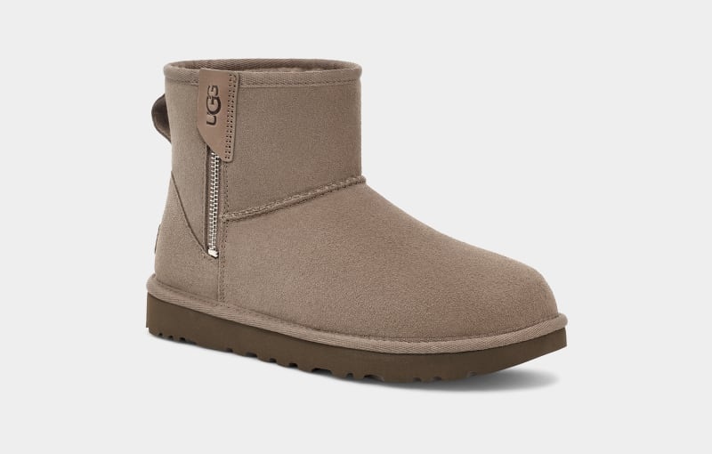 Brown Ugg Classic Mini Bailey Zip Women's Boots | South Africa-4563810