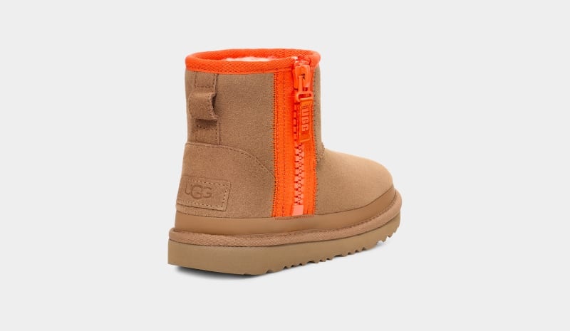 Brown Ugg Classic Mini Zipper Tape Logo Kids' Boots | South Africa-2948671