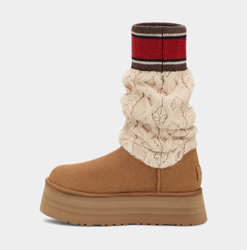 Brown Ugg Classic Sweater Letter Women's Winter Boots | South Africa-0617825