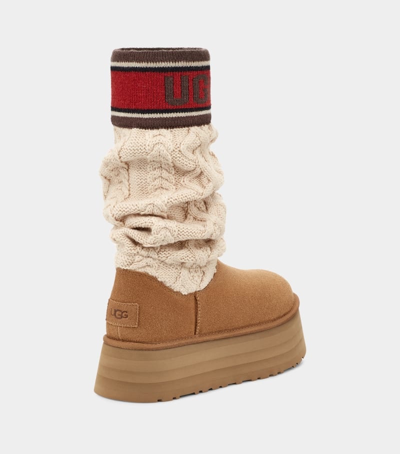 Brown Ugg Classic Sweater Letter Women's Winter Boots | South Africa-0617825