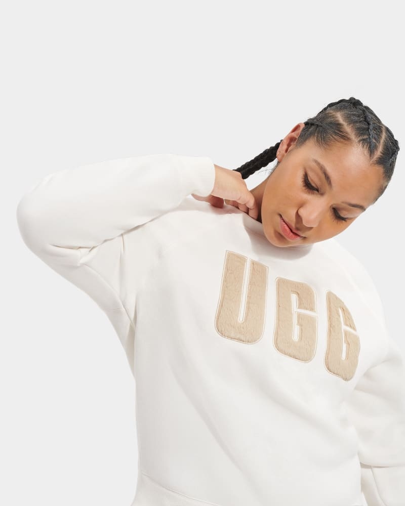 Brown Ugg Madeline Fuzzy Logo Crewneck Women's Sweatshirts | South Africa-8610249