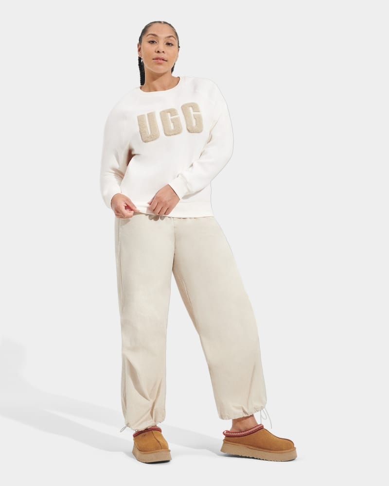 Brown Ugg Madeline Fuzzy Logo Crewneck Women's Sweatshirts | South Africa-8610249