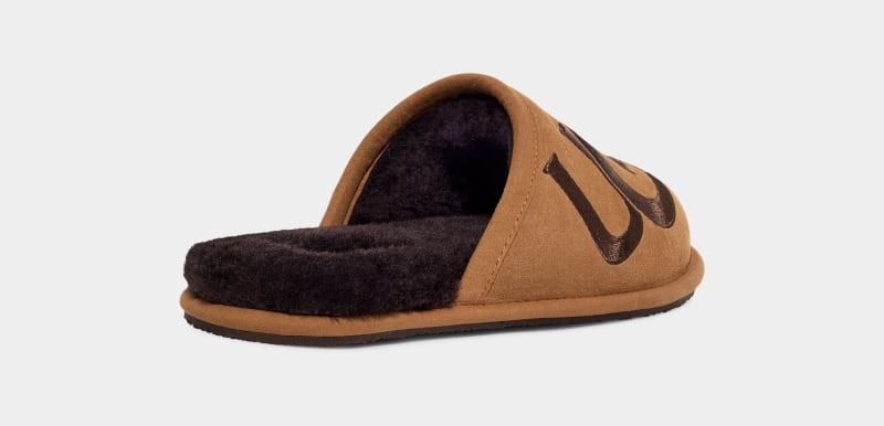 Brown Ugg Scuff Logo Ii Men's Slippers | South Africa-5713820