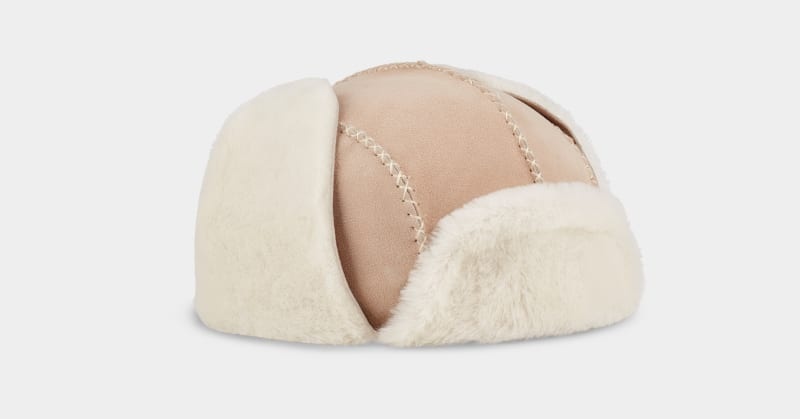 Brown Ugg Sheepskin Trapper With Stitch Kids' Hats | South Africa-2710694