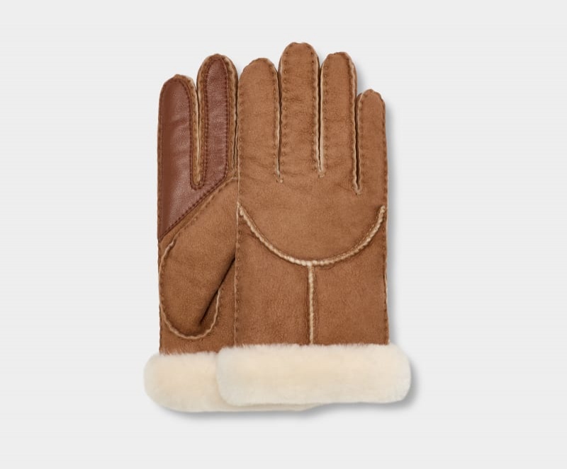 Brown Ugg Sheepskin Whipstitch Women\'s Gloves | South Africa-7530824