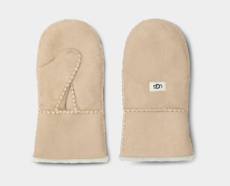 Brown Ugg Sheepskin With Stitch Kids' Mittens | South Africa-4526879