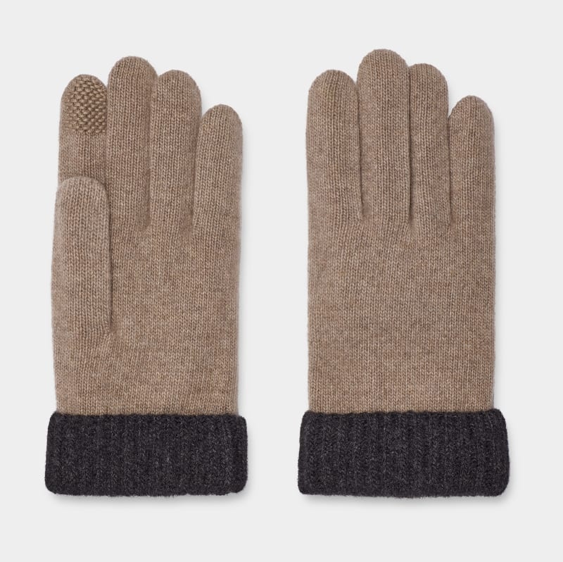 Cream / Grey Ugg Evander Knit Men's Gloves | South Africa-4139607