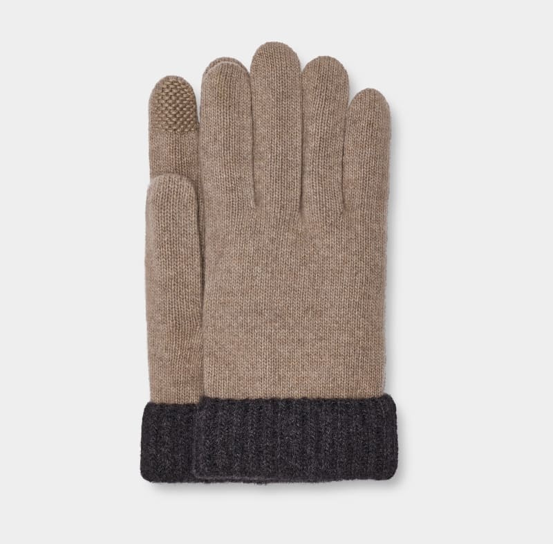 Cream / Grey Ugg Evander Knit Men\'s Gloves | South Africa-4139607