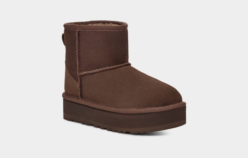 Deep Brown Ugg Classic Mini Platform Kids' Boots | South Africa-9684120