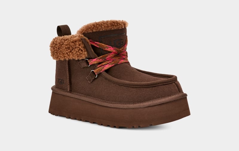 Deep Brown Ugg Funkarra Cabin Cuff Women's Sneakers | South Africa-8651092