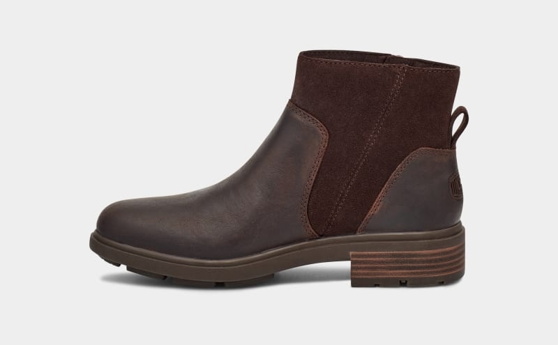 Deep Brown Ugg Harrison Zip Suede Women's Chelsea Boots | South Africa-3296874