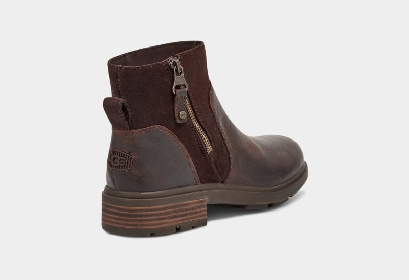 Deep Brown Ugg Harrison Zip Suede Women's Chelsea Boots | South Africa-3296874