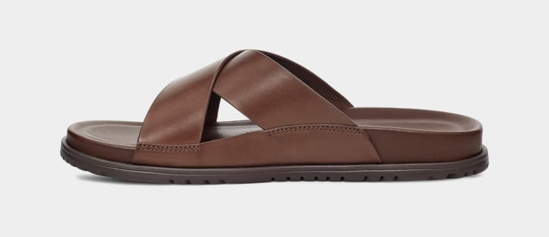 Deep Brown Ugg Wainscott Men's Slides | South Africa-4501628