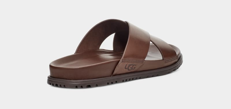 Deep Brown Ugg Wainscott Men's Slides | South Africa-4501628